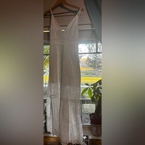 Boho chic White Embroidered Eyelet Curtain Panel Dress